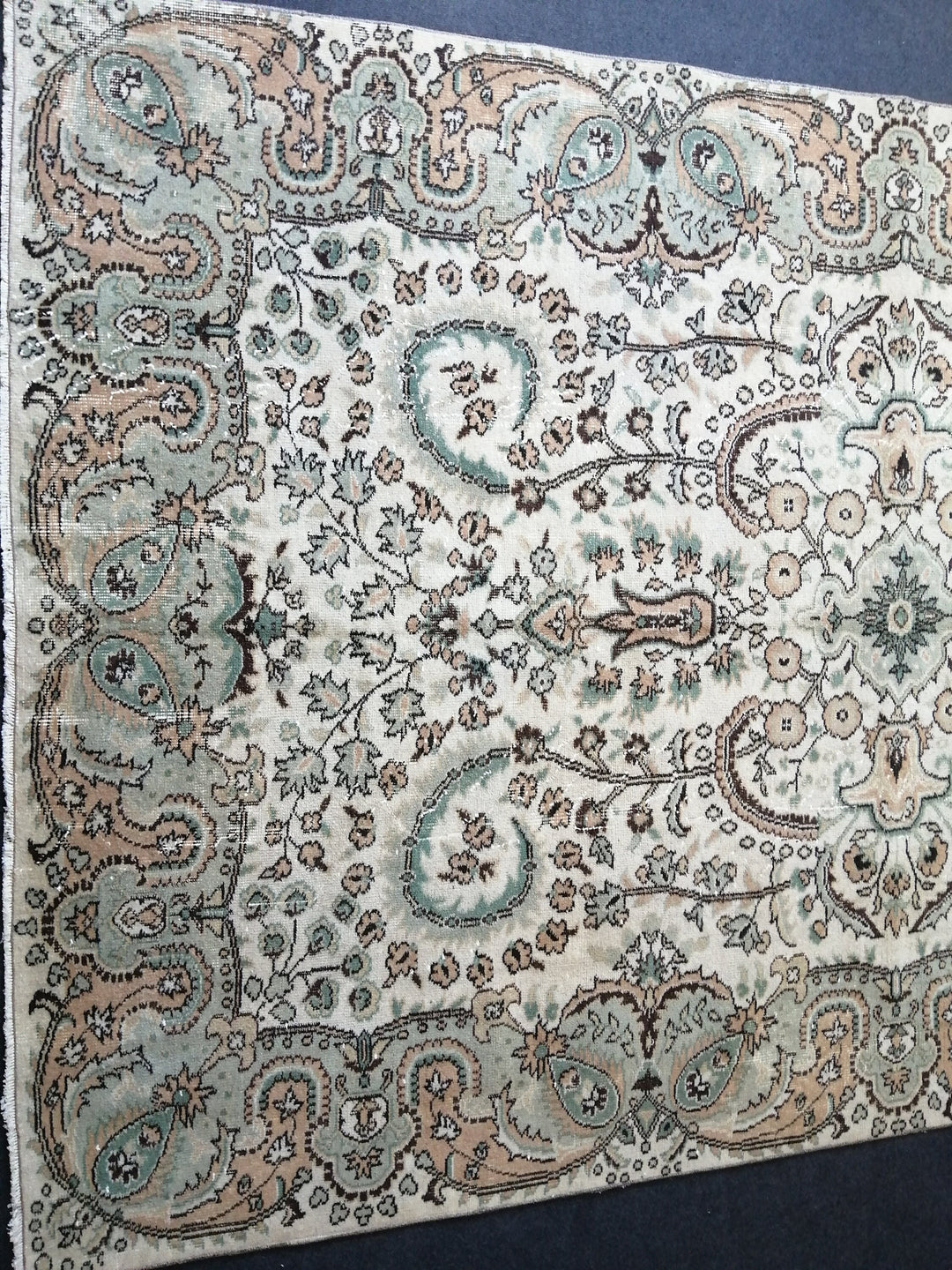 Beige Turkish Oushak Rug 6' 7" x 10' 4" Hand-Knotted | No. WR51432