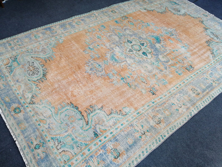 Beige Turkish Oushak Rug 6' x 9' 7" Hand-Knotted