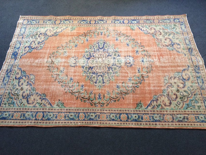 Turkish Oushak Rug 5'3" x 7'10" Hand-Knotted reverse