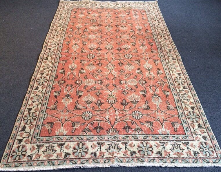 Salmon Turkish Oushak Rug Hand-Knotted