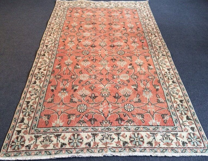 Salmon Turkish Oushak Rug Hand-Knotted