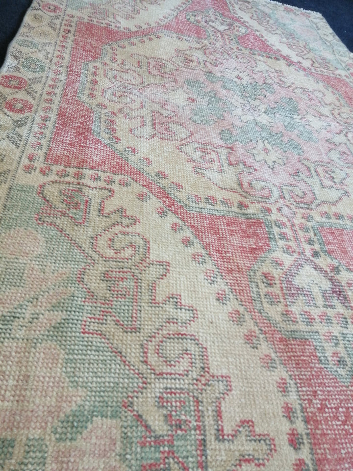 Rust Turkish Oushak Rug Hand-Knotted reverse