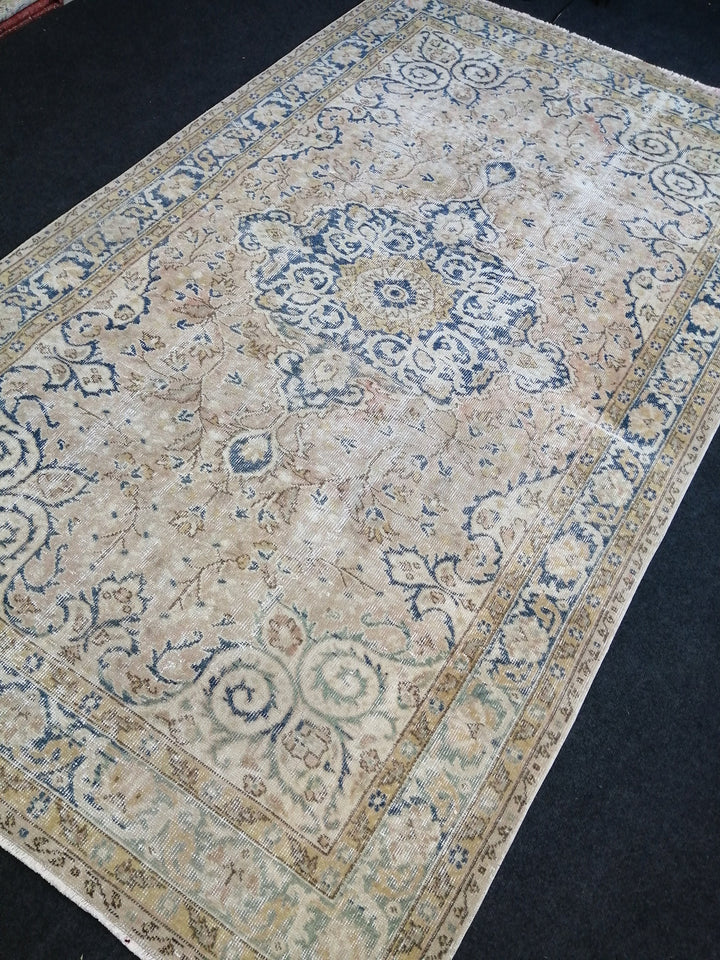 Blue Turkish Oushak Rug 5' 4" x 9' Hand-Knotted | No. WR38902