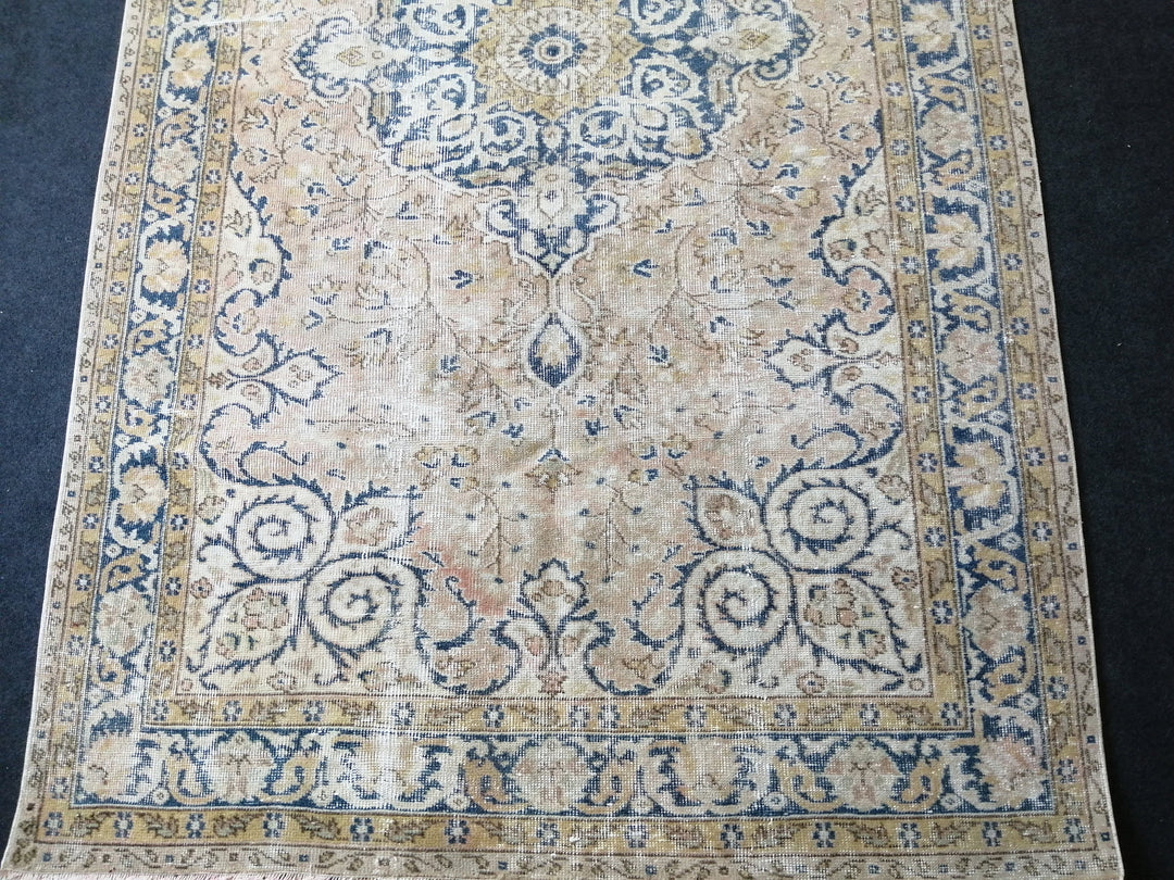 Blue Turkish Oushak Rug 5' 4" x 9' Hand-Knotted | No. WR38902