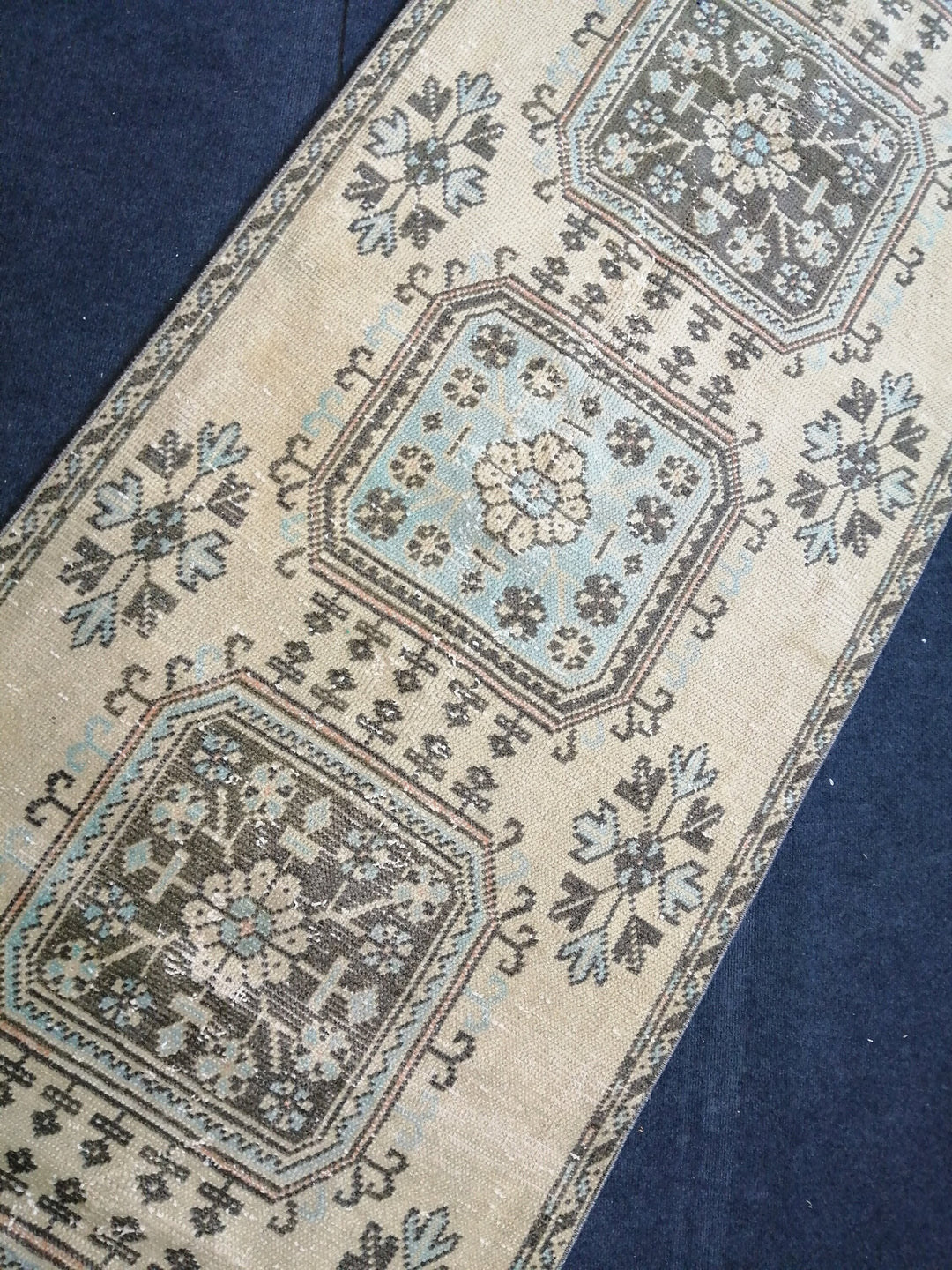 Beige Turkish Runner Rug 3' 2" x 11' 6" Hand-Knotted