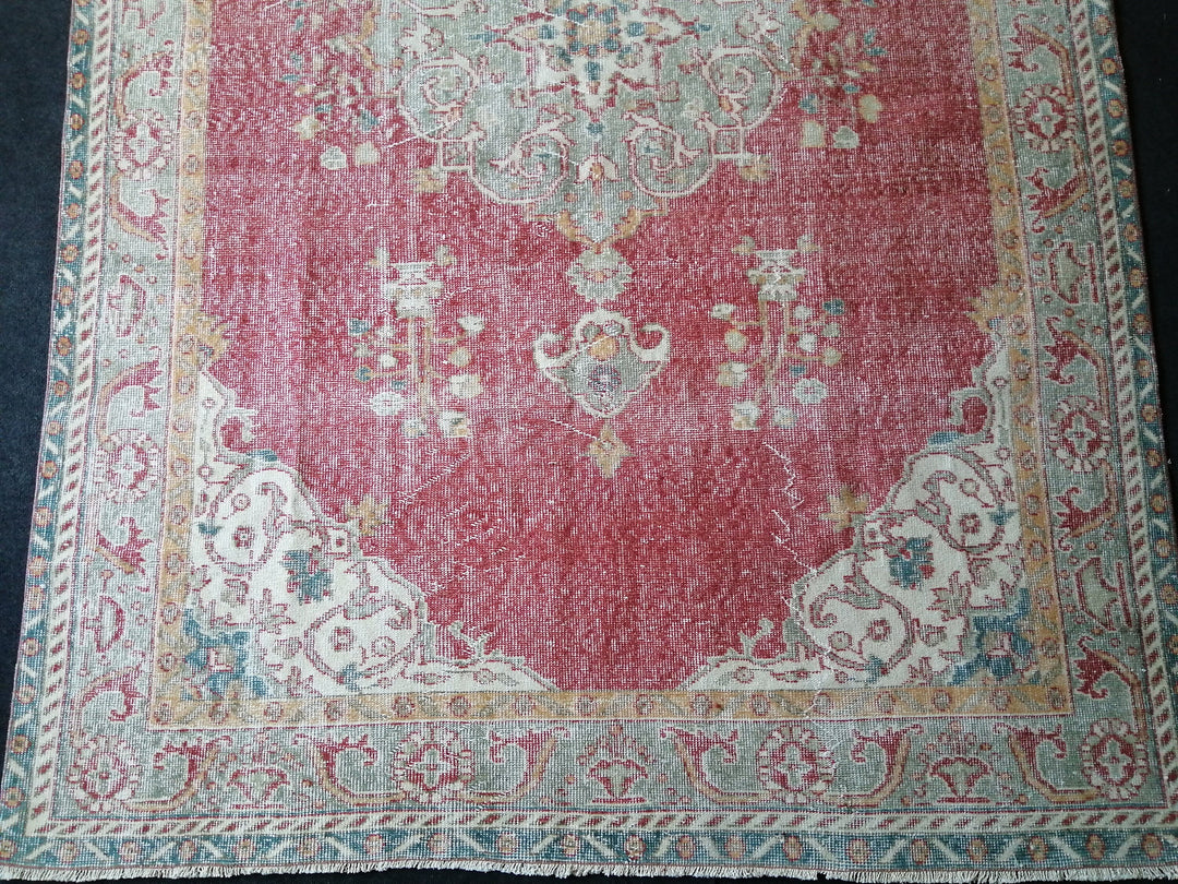 Turkish Oushak Rug 6' 4" x 9' 8" Hand-Knotted pattern