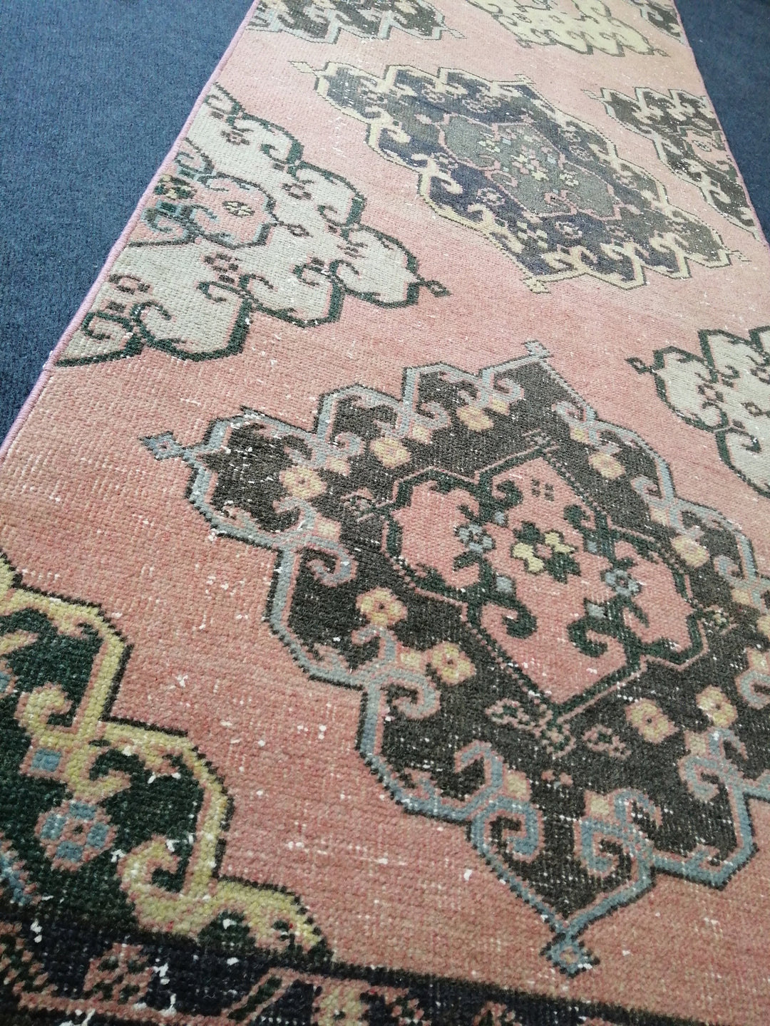 Beige Turkish Runner Rug 2' 8" x 12' 6" Hand-Knotted field