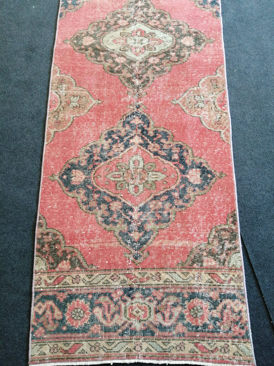 Beige Turkish Runner Rug 2' 7" x 12' 6" Hand-Knotted pattern
