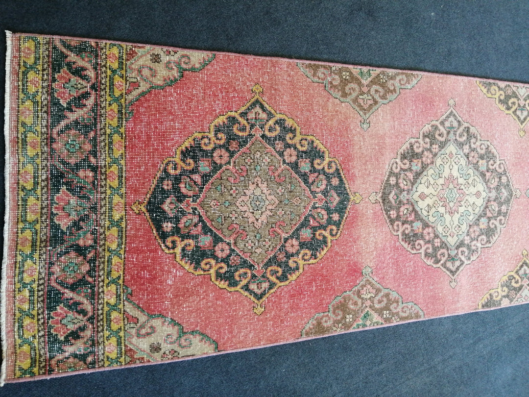 Turkish Runner Rug 2' 10" x 13' 6" Hand-Knotted close-up