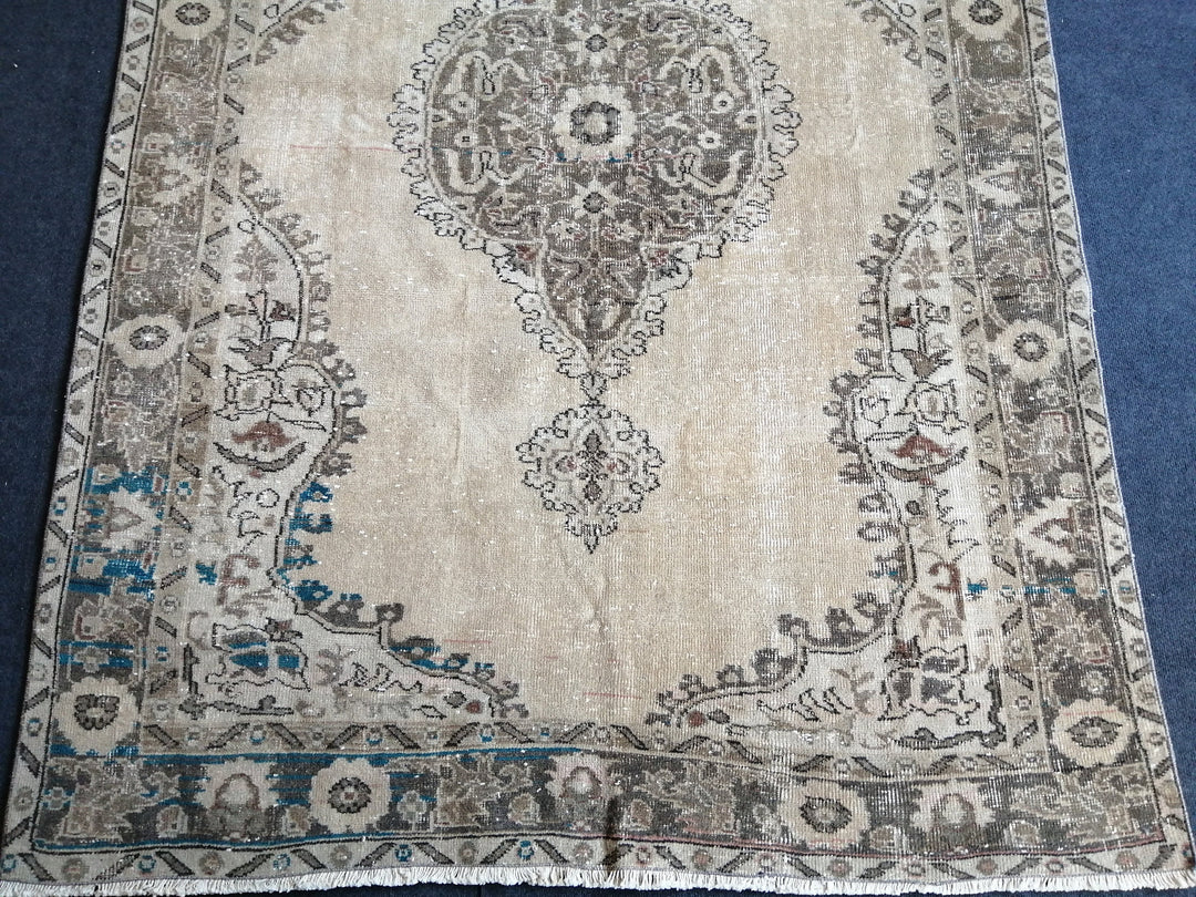 Beige Turkish Oushak Rug 5' 4" x 8' Hand-Knotted view