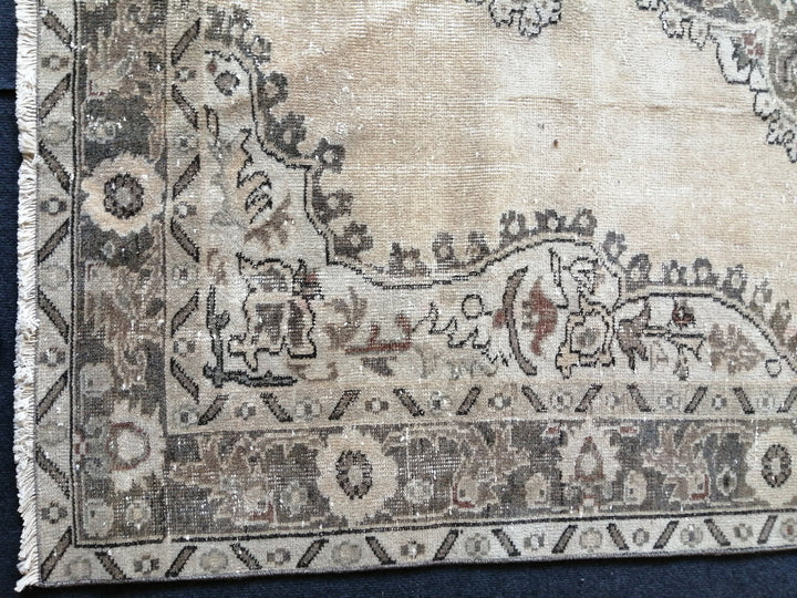 Beige Turkish Oushak Rug 5' 4" x 8' Hand-Knotted reverse