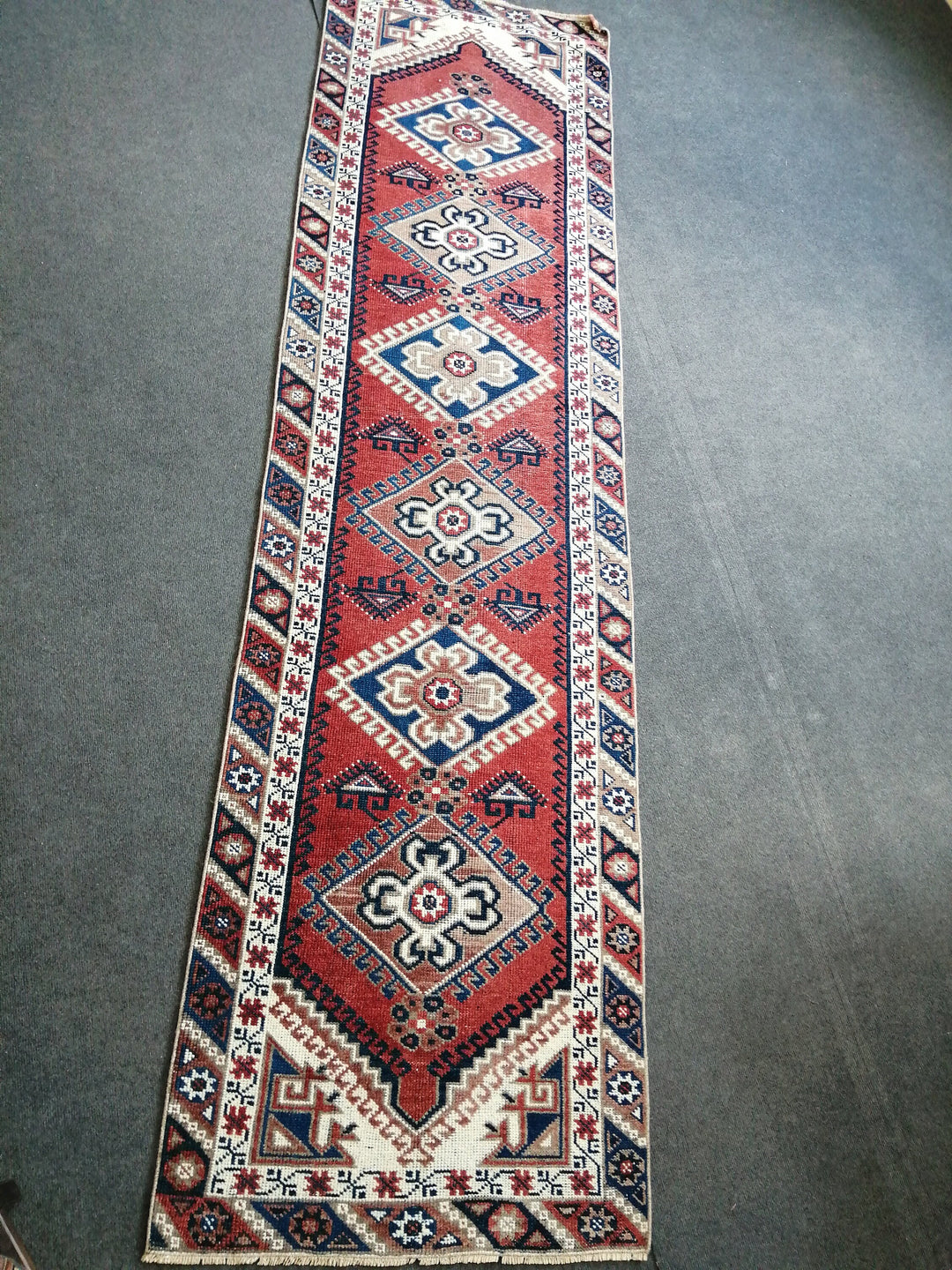 Blue Turkish Runner Rug 2' 6" x 9' 7" Hand-Knotted | No. WR77982