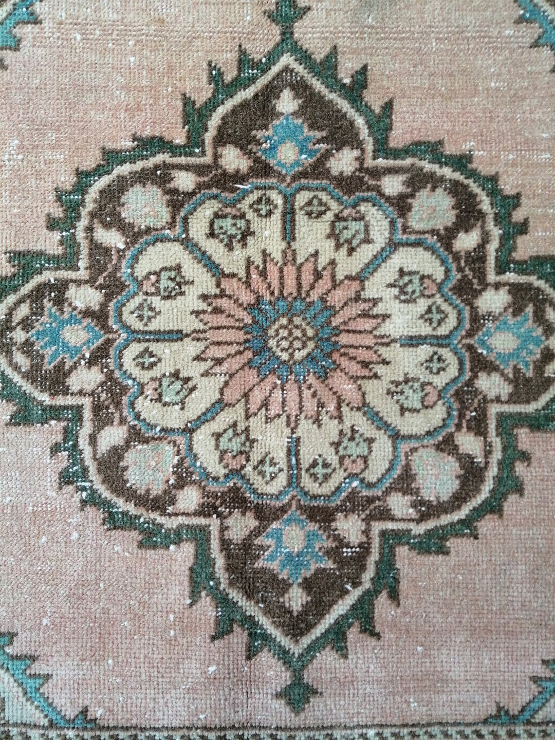 Beige Turkish Runner Rug 4' 10" x 12' 7" Hand-Knotted reverse