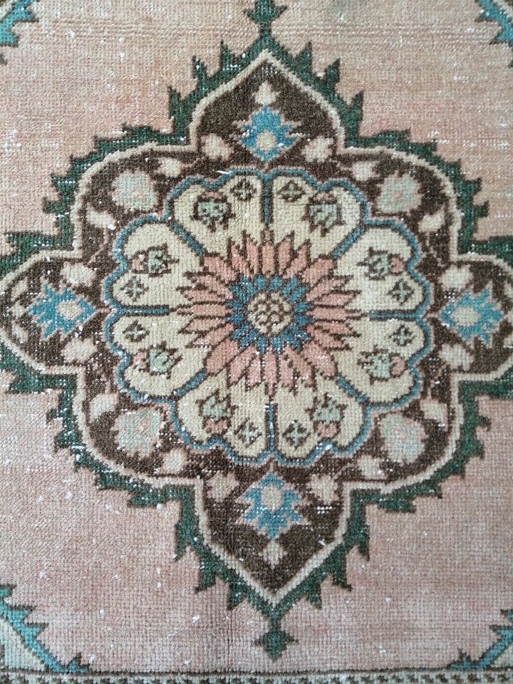 Beige Turkish Runner Rug 4' 10" x 12' 7" Hand-Knotted reverse
