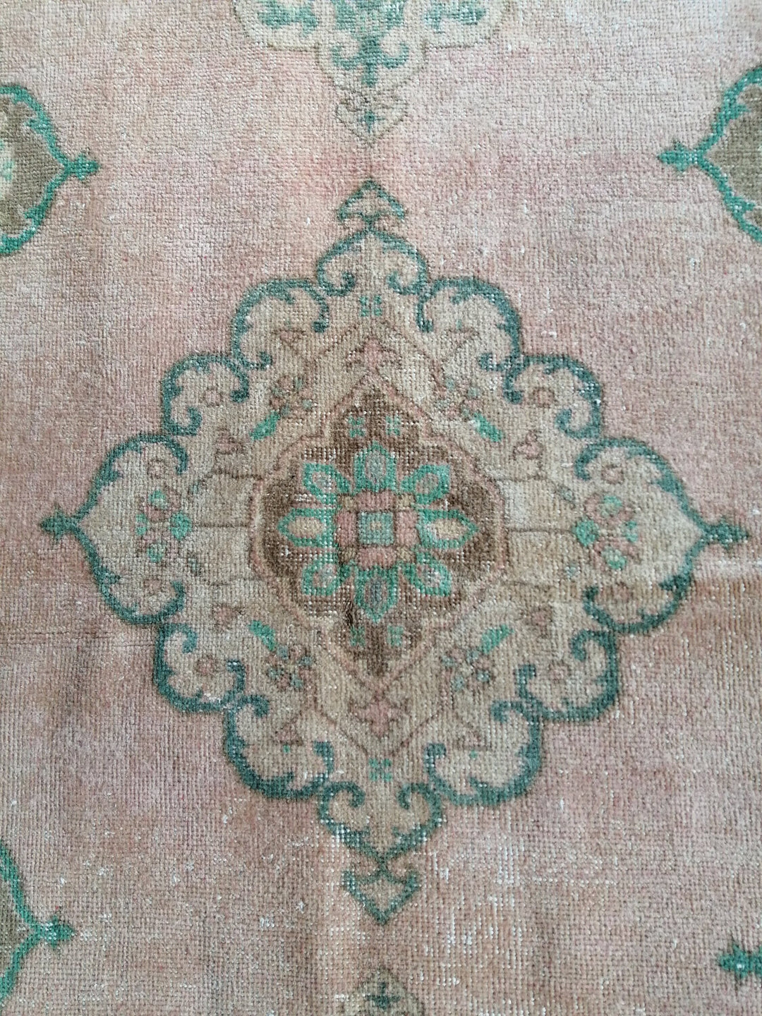Beige Turkish Runner Rug 5' x 12' 6" Hand-Knotted reverse