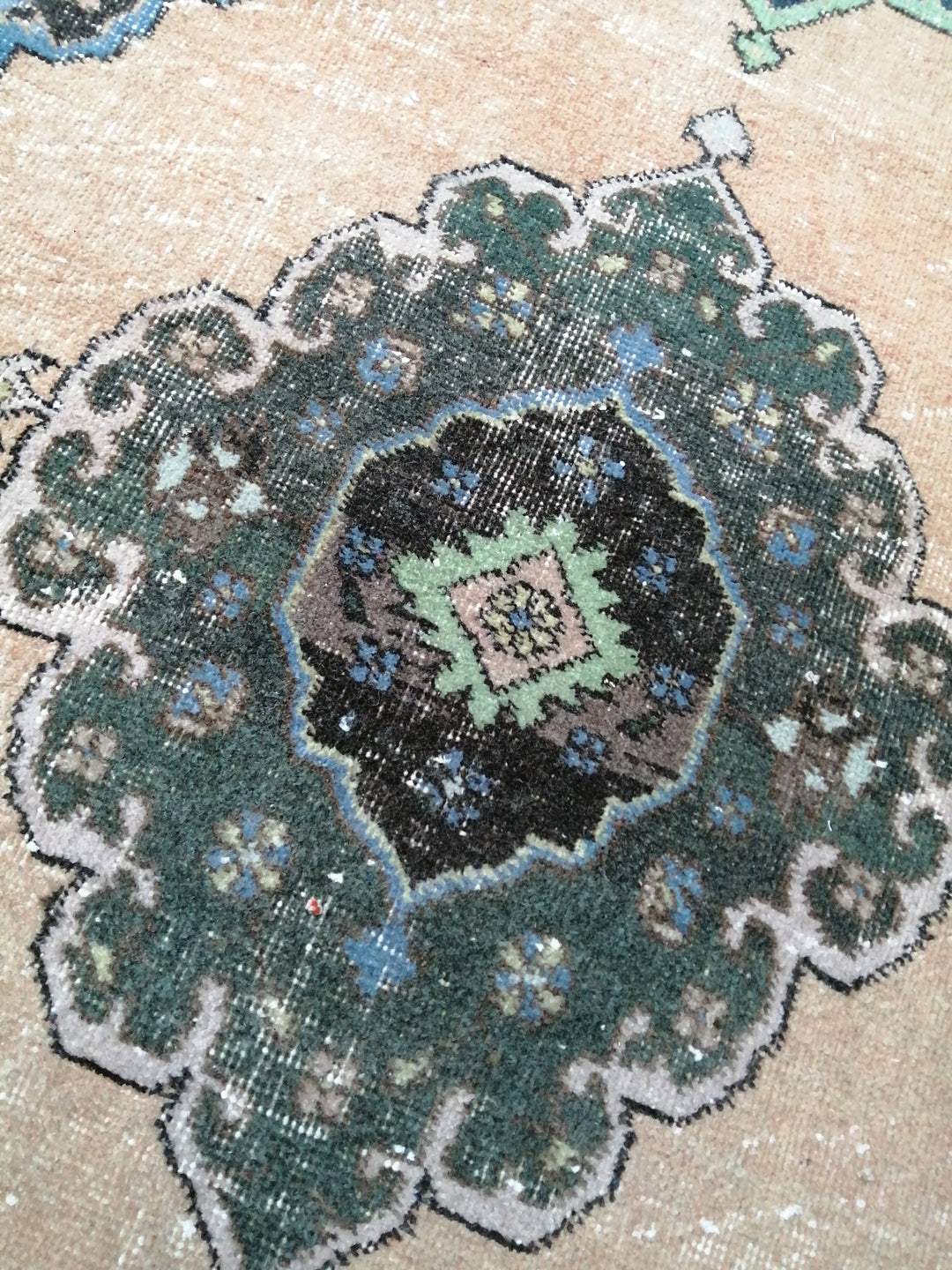 Beige Turkish Runner Rug 3' 4" x 12' 8" Hand-Knotted texture