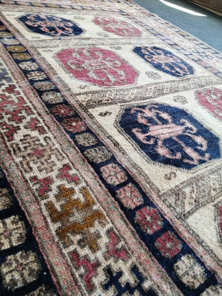Turkish Oushak Rug 4'2" x 6'1" Hand-Knotted detail