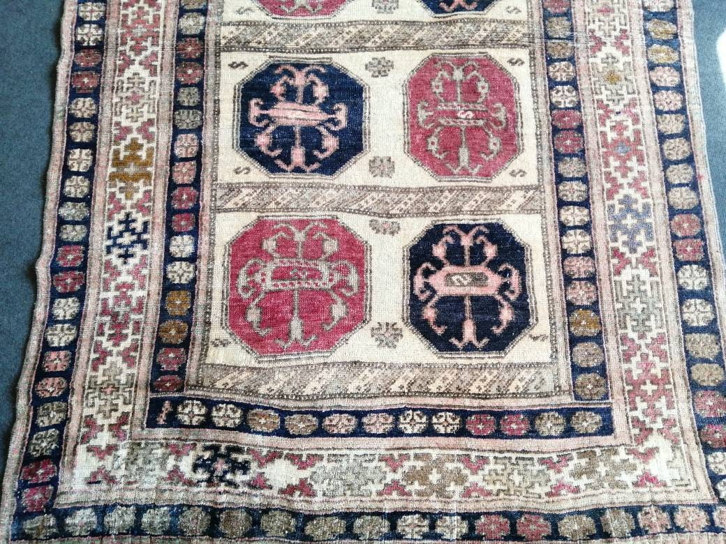 Turkish Oushak Rug 4'2" x 6'1" Hand-Knotted reverse