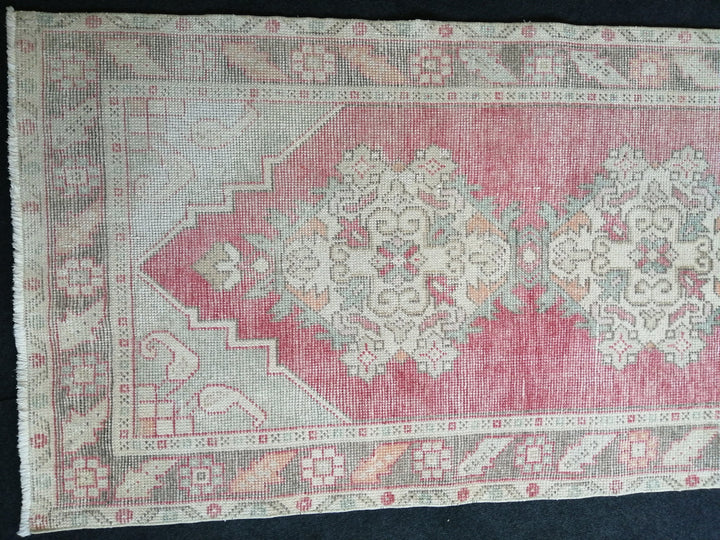 Beige Turkish Runner Rug 3' x 9' 11" Hand-Knotted pattern