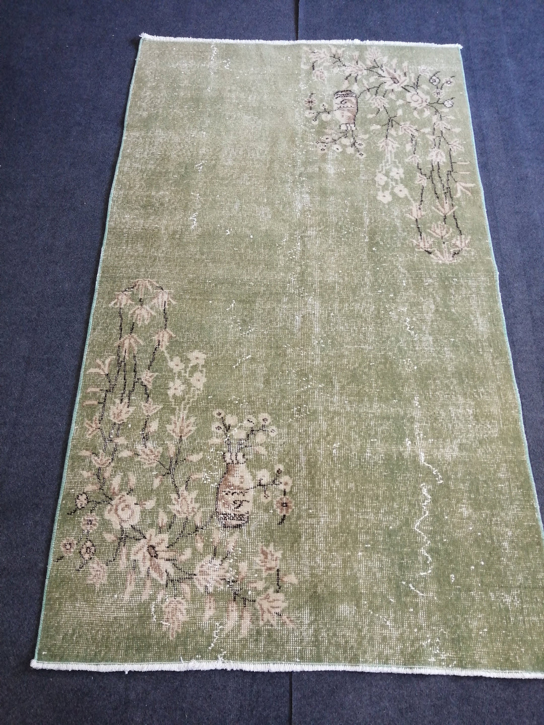 Green Turkish Oushak Rug 3' 8" x 6' 4" Hand-Knotted | No. WR83674