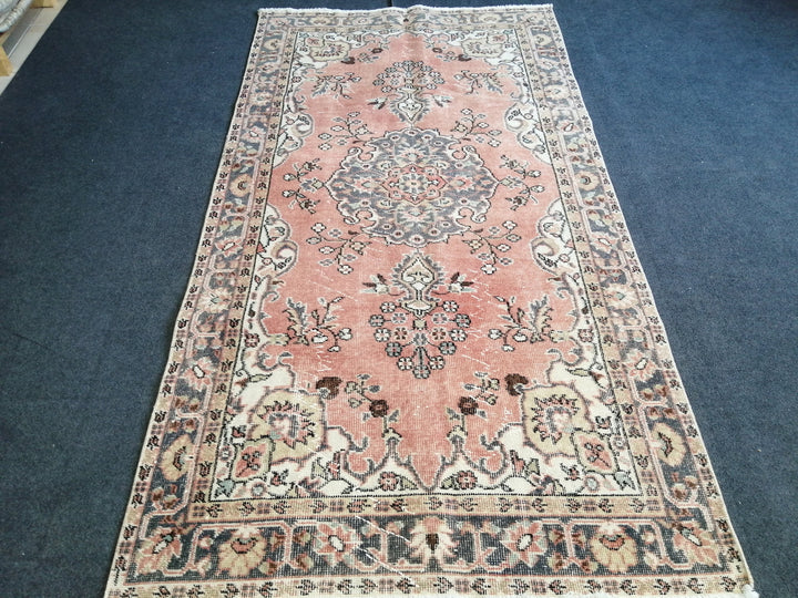 Beige Turkish Runner Rug 3' 10" x 7' Hand-Knotted
