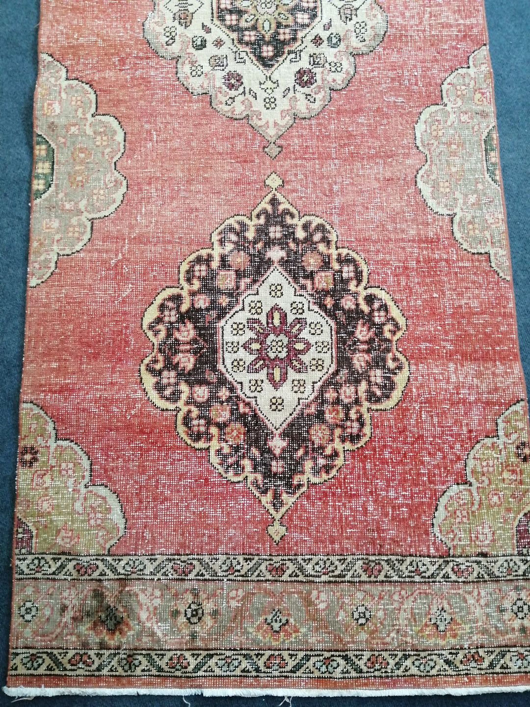 Turkish Runner Rug 3' x 13' Hand-Knotted detail