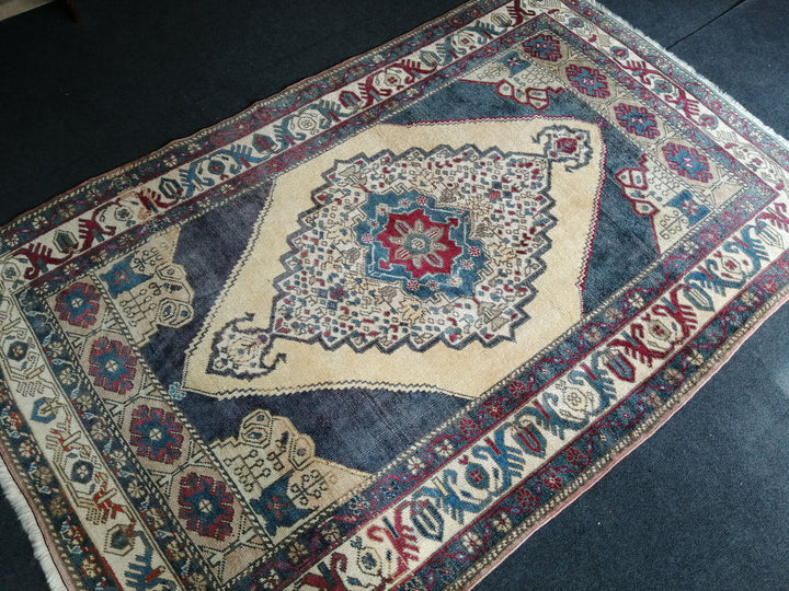 Beige Turkish Runner Rug 4' 7" x 7' Hand-Knotted