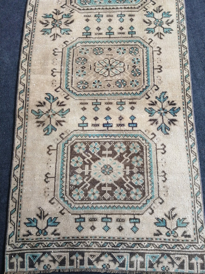 Beige Turkish Runner Rug 3' x 10' 10" Hand-Knotted view