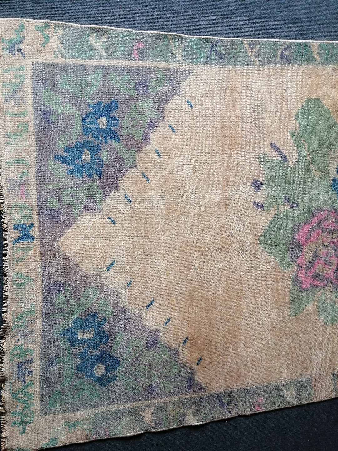 Beige Turkish Runner Rug 3' 6" x 6' 8" Hand-Knotted pattern
