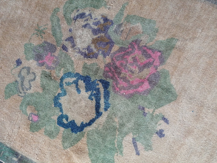 Beige Turkish Runner Rug 3' 6" x 6' 8" Hand-Knotted field
