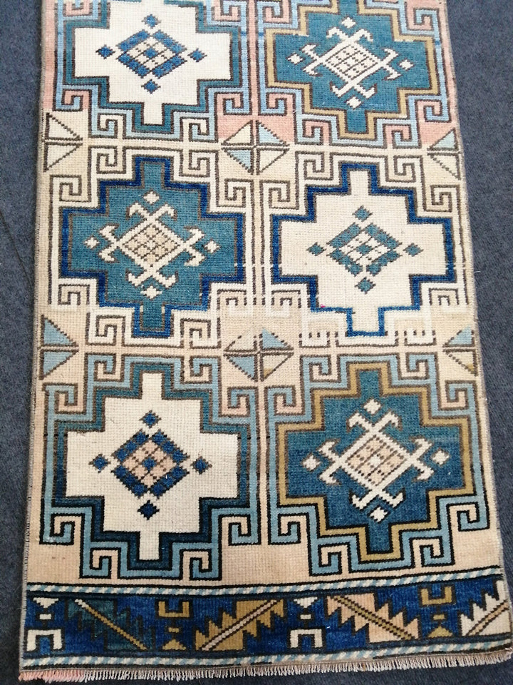 Blue Turkish Runner Rug 2' x 7' 2" Hand-Knotted | No. WR59368