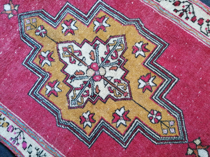 Rust Turkish Oushak Runner Hand-Knotted field