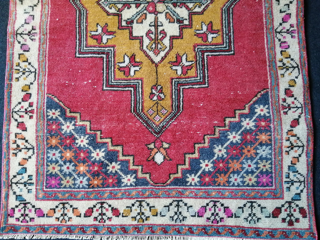 Rust Turkish Oushak Runner Hand-Knotted texture