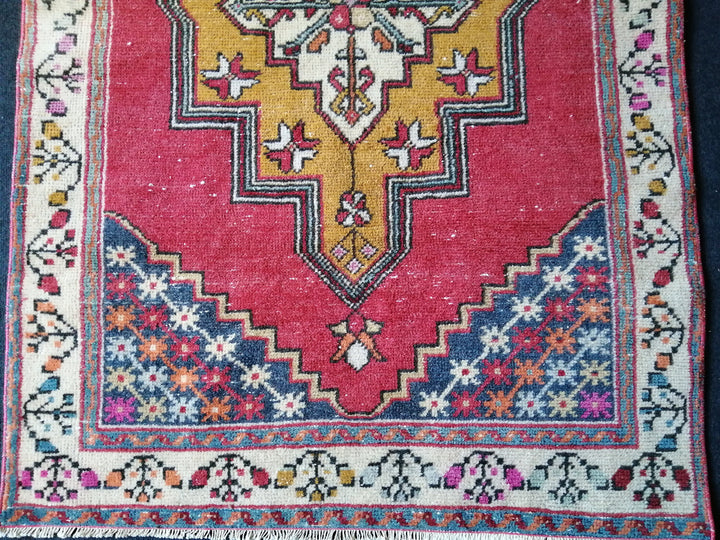 Rust Turkish Oushak Runner Hand-Knotted texture