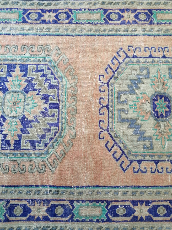 Blue Turkish Runner Rug 4' x 11' 10" Hand-Knotted | No. WR10622