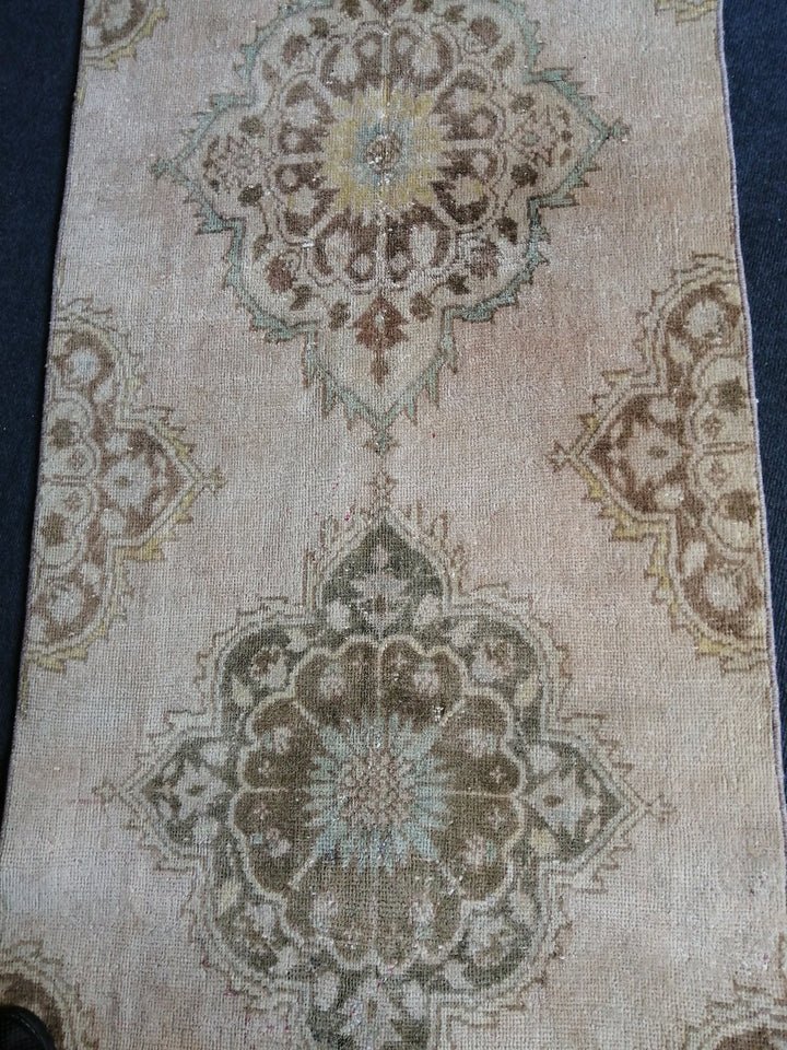 Beige Turkish Runner Rug 2' 10" x 13' 11" Hand-Knotted field