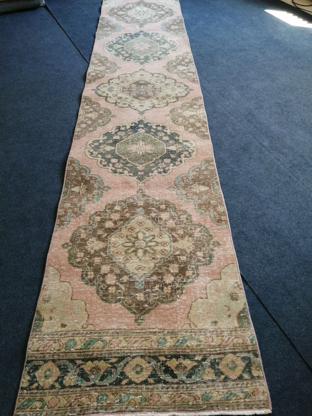 Beige Turkish Runner Rug 2' 6" x 11' 1" Hand-Knotted texture