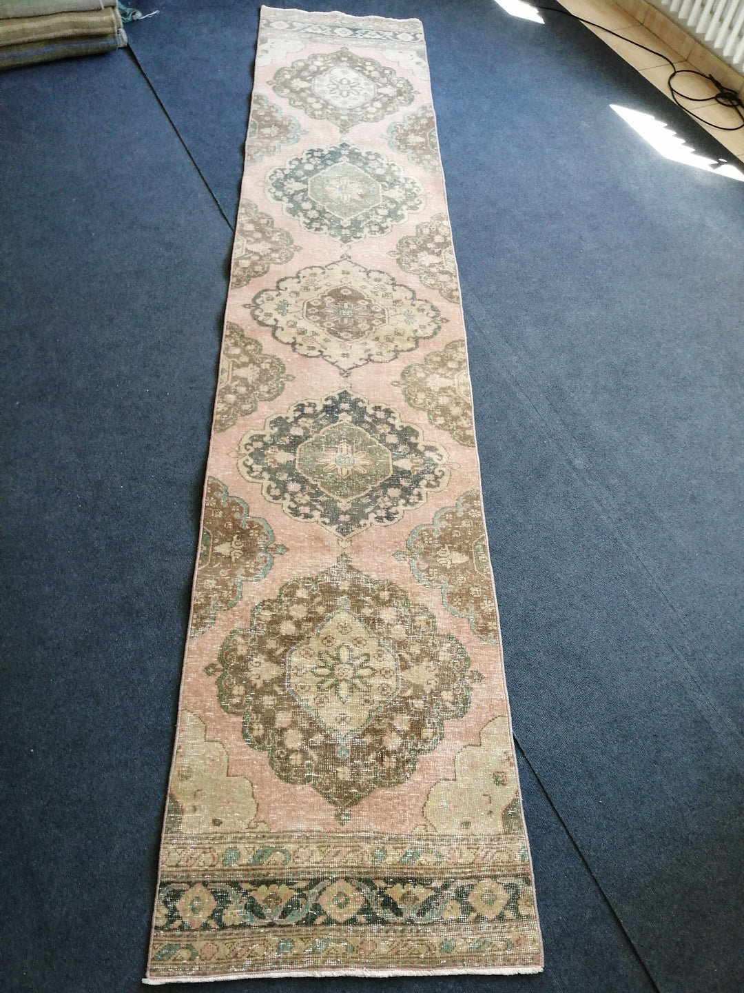 Beige Turkish Runner Rug 2' 6" x 11' 1" Hand-Knotted detail