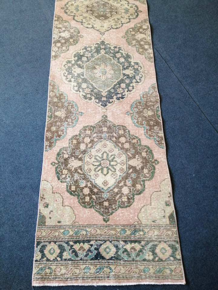 Beige Turkish Runner Rug 2' 6" x 11' 1" Hand-Knotted pattern