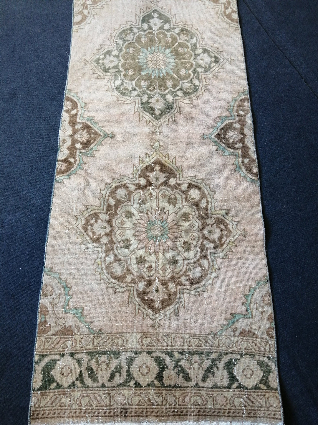 Beige Turkish Runner Rug 2' 6" x 13' Hand-Knotted close-up