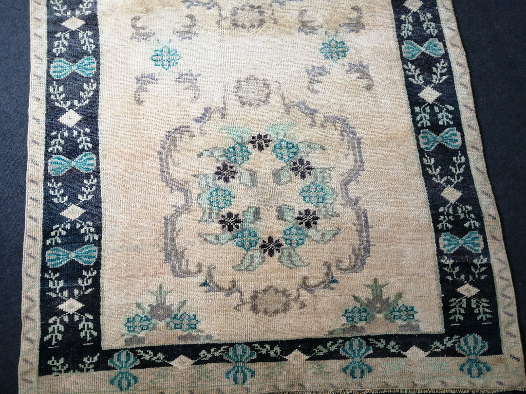 Blue Turkish Runner Rug 4' 7" x 12' 2" Hand-Knotted | No. WR50556