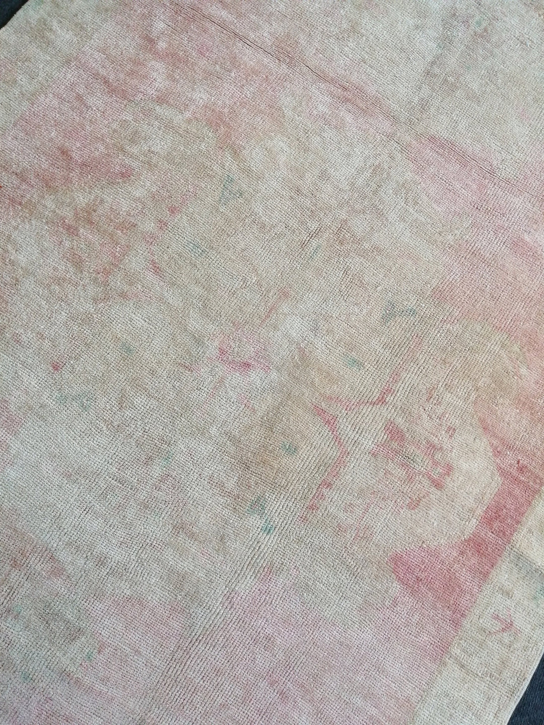 Beige Turkish Runner Rug 4' 4" x 12' Hand-Knotted reverse