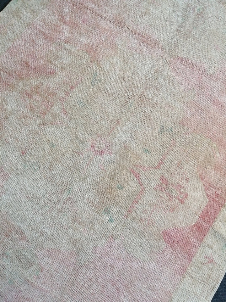 Beige Turkish Runner Rug 4' 4" x 12' Hand-Knotted reverse