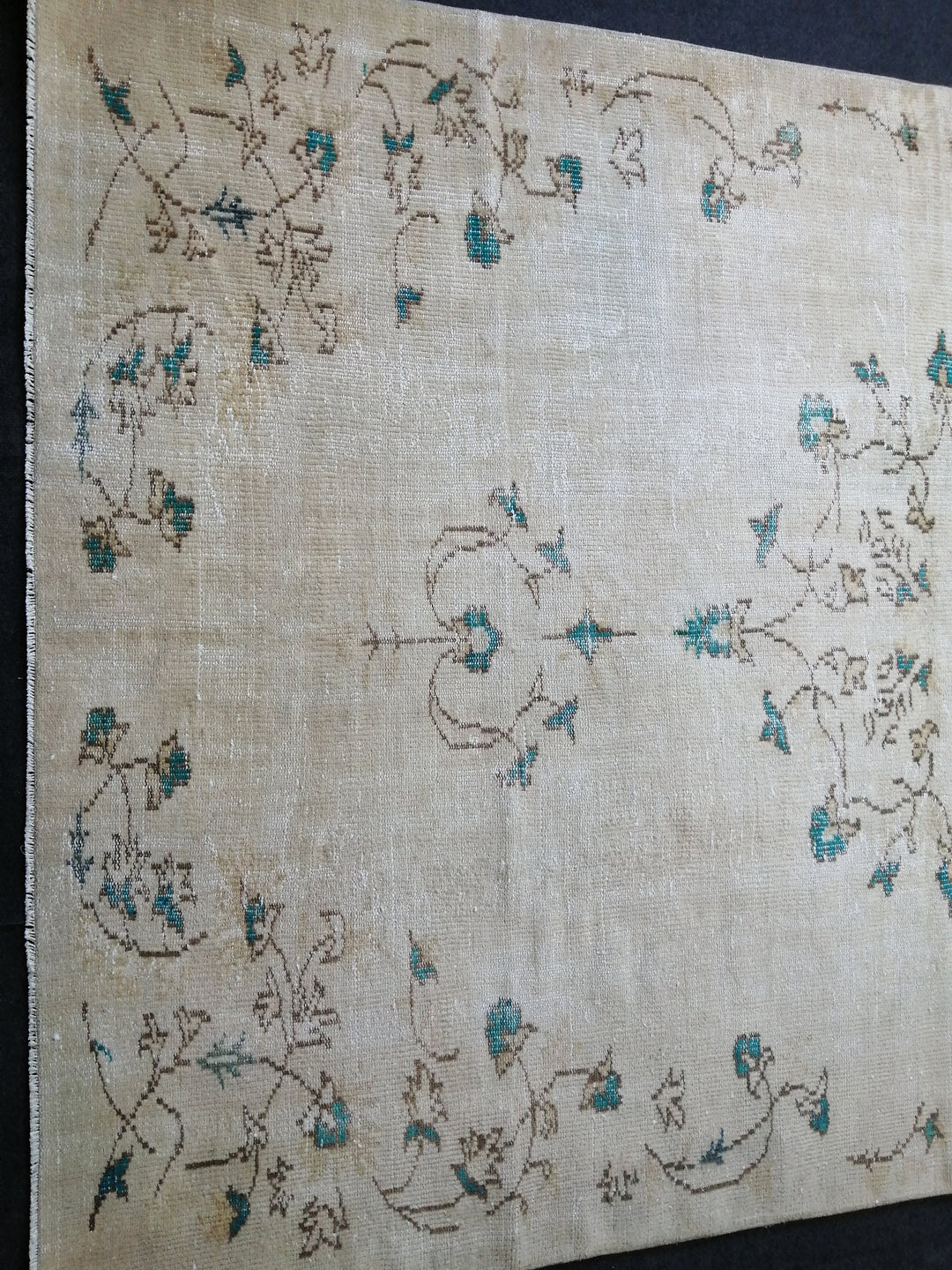 Beige Turkish Runner Rug 6' x 9' 2" Hand-Knotted border