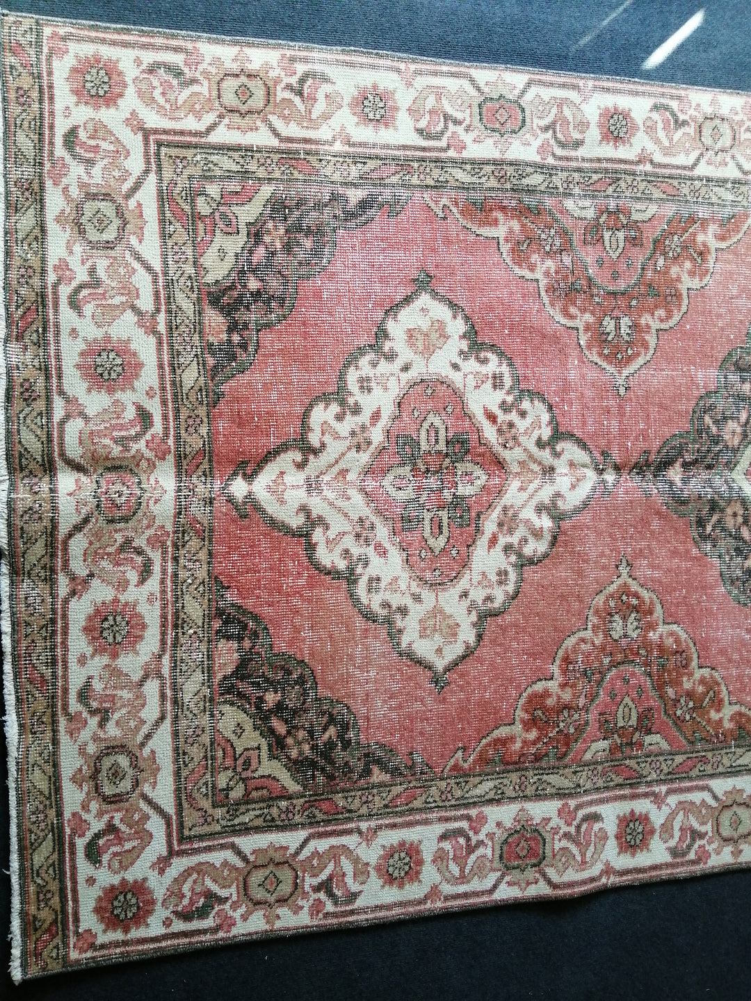 Beige Turkish Runner Rug 4' 10" x 11' 11" Hand-Knotted field