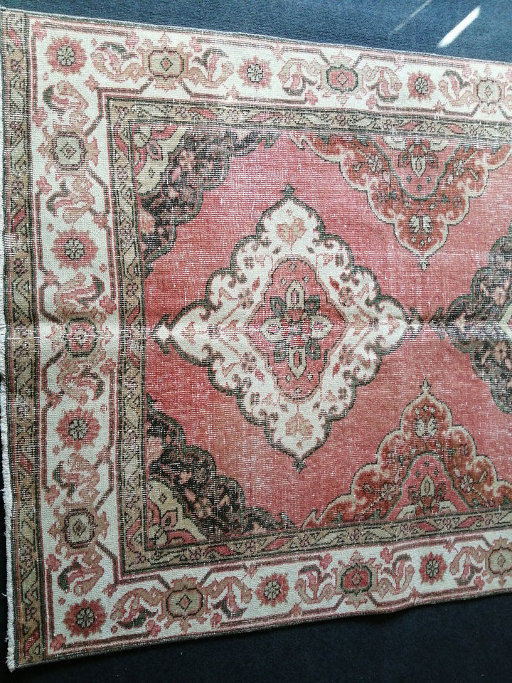 Beige Turkish Runner Rug 4' 10" x 11' 11" Hand-Knotted field