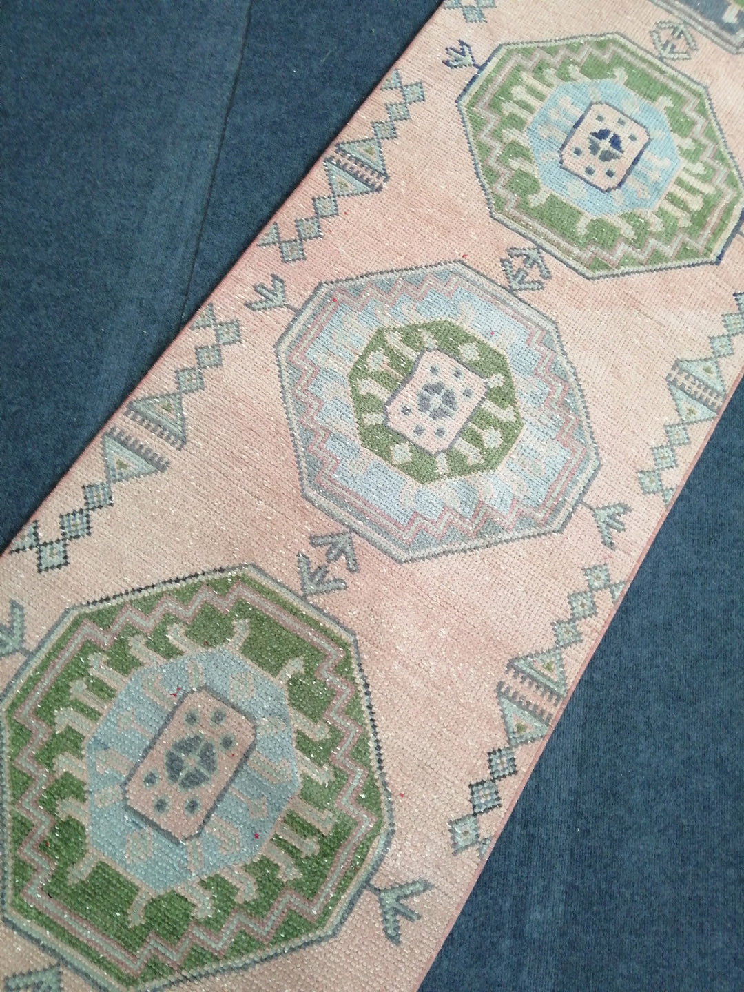 Green Turkish Runner Rug 2' 4" x 11' 2" Hand-Knotted | No. WR71982