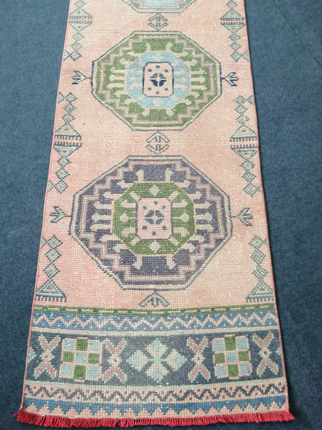 Green Turkish Runner Rug 2' 4" x 11' 2" Hand-Knotted | No. WR71982