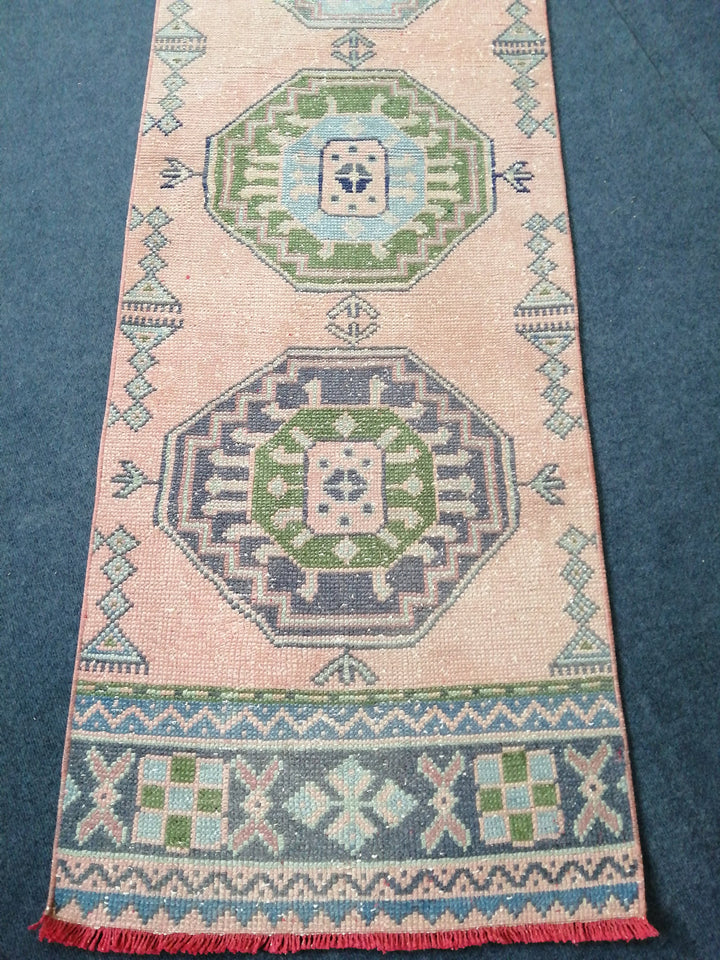 Green Turkish Runner Rug 2' 4" x 11' 2" Hand-Knotted | No. WR71982