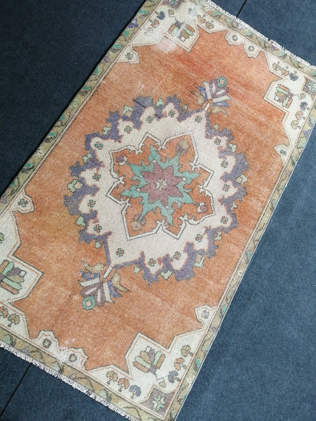 Beige Turkish Runner Rug 3' 7" x 6' Hand-Knotted
